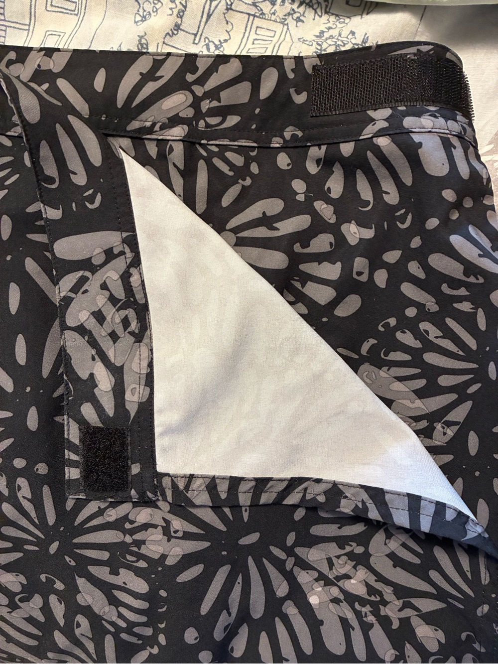 Black and Gray Floral Swim/Sports Skirt with Velcro Flap